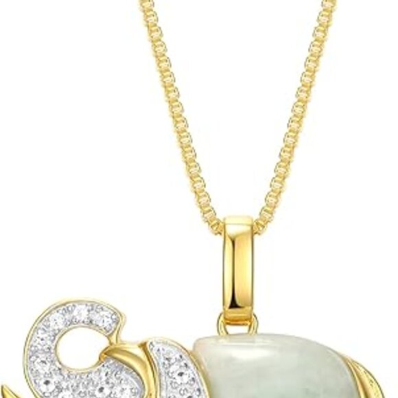 MORGAN & PAIGE .925 Sterling Silver 18K Gold Plated Genuine Jade Necklace - Picture 4 of 4